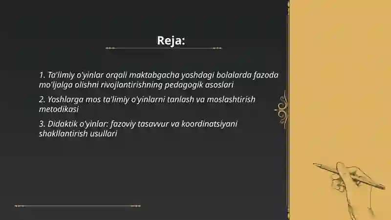 Ta'limiy o'yinlar orqali maktabgacha yoshdagi bolalarda fazoda mo'ljalga olishni rivojlantirish 2