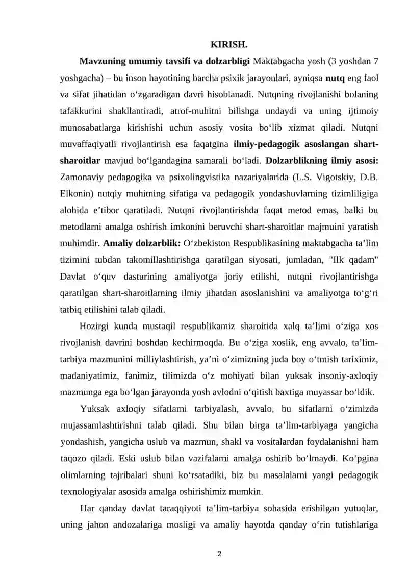 Maktabgacha yoshdagi bolalar nutqini rivojlandirishning ilmiy-pedagogik shart-sharoitlari 2