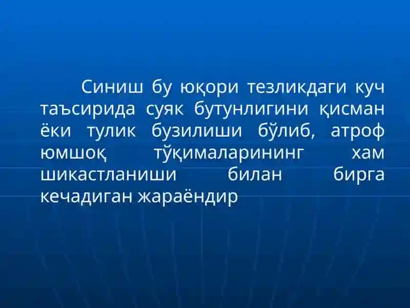 Suyaklarning sinishi va chiqishi 2