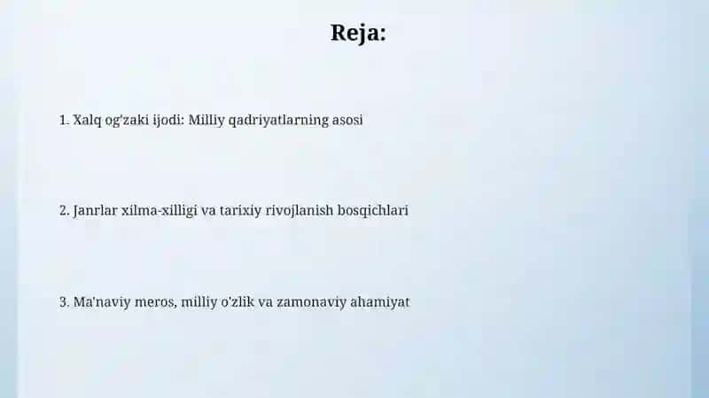 Xalq og'zaki ijodi: Ta'rif va ahamiyat 2