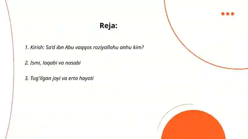 Sa'd ibn Abu vaqqos roziyallohu anhu haqida slayd tayyorlash 2