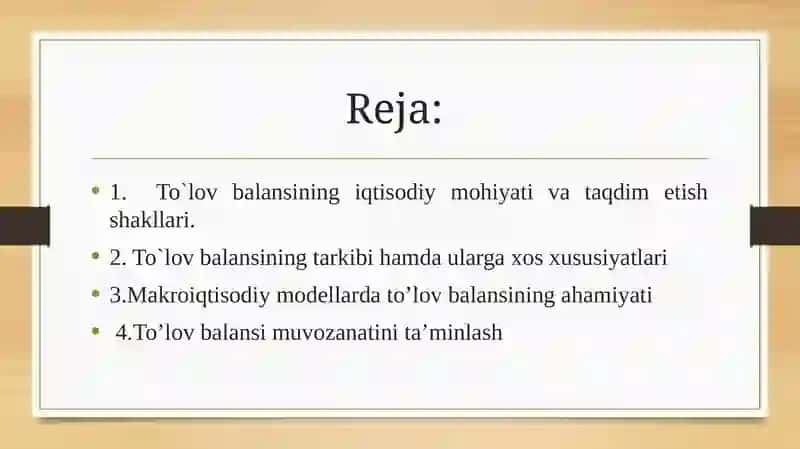 To'lov balansining mohiyati va tarkibi 2