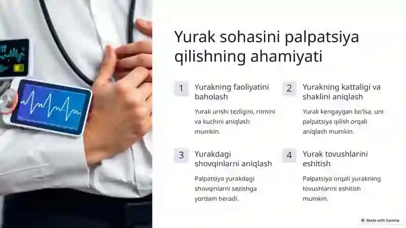 Yurak sohasini palpatsiyasi 2
