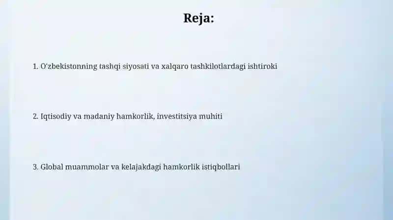 O'zbekiston va jahon hamjamiyati 2