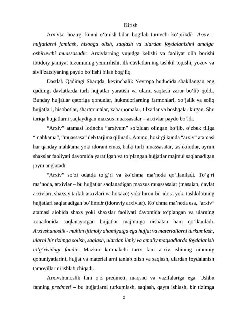 Arxivlar hozirgi davrda 2