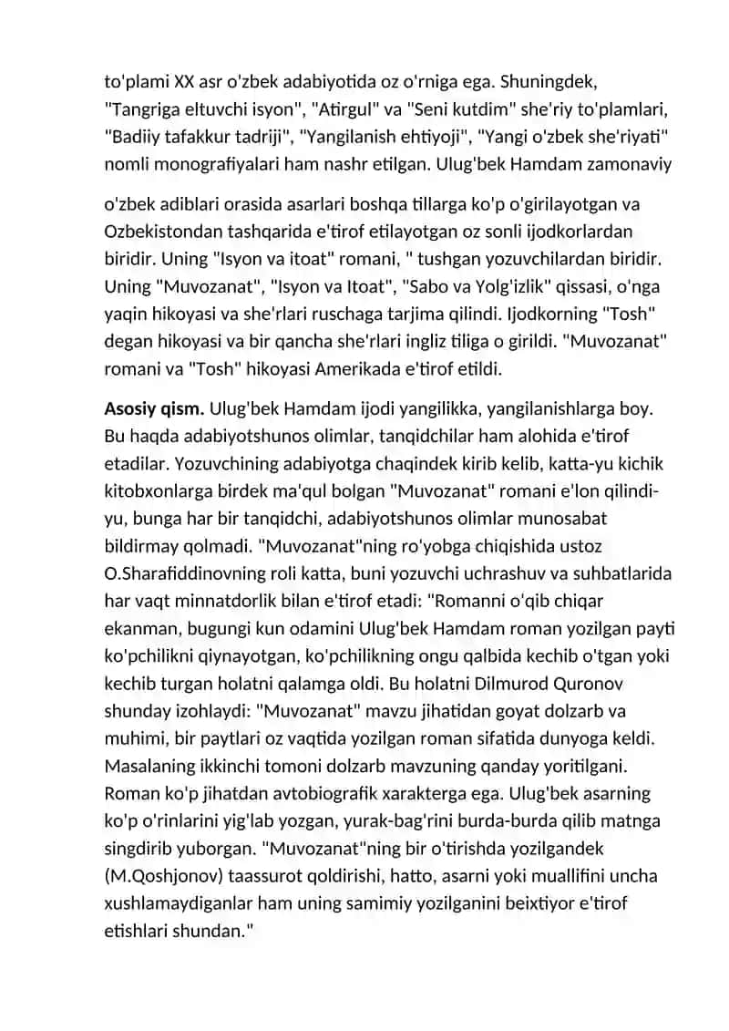 U Hamdam nasrining til xususiyatlari bilan tanishish 2