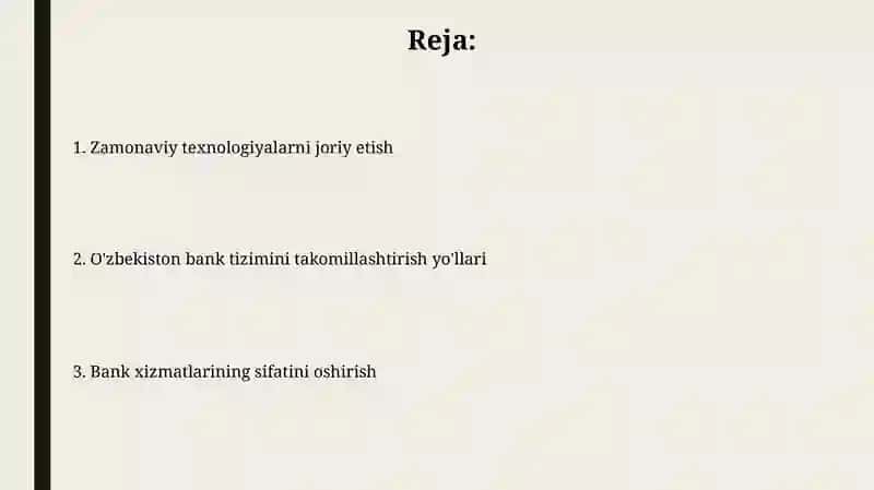 O'zbekistonda bank tizimining takkomilashtirish yollari 2