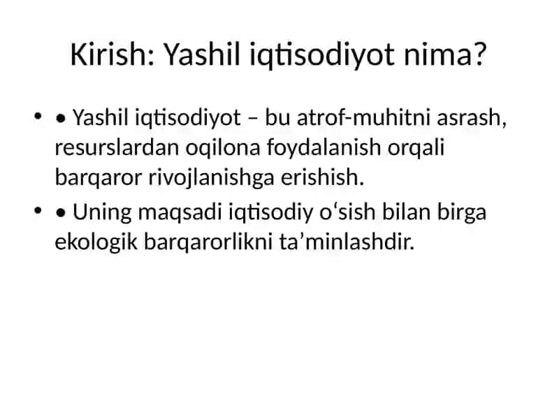 Yashil iqtisodiyotga oʻtishning AQSH tajribasi 2