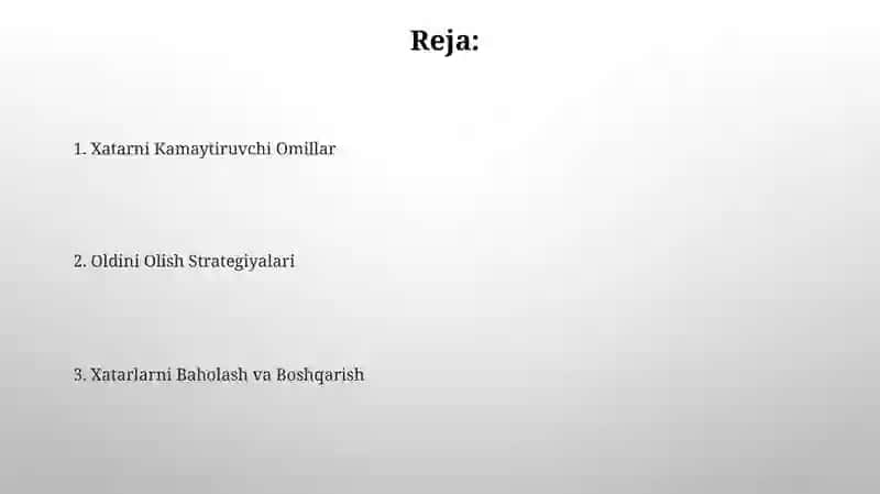 Xavflarni Kamaytirish Omillari 2