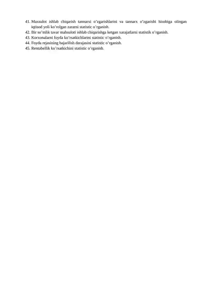 Statistika fanidan nazorat savollari 2
