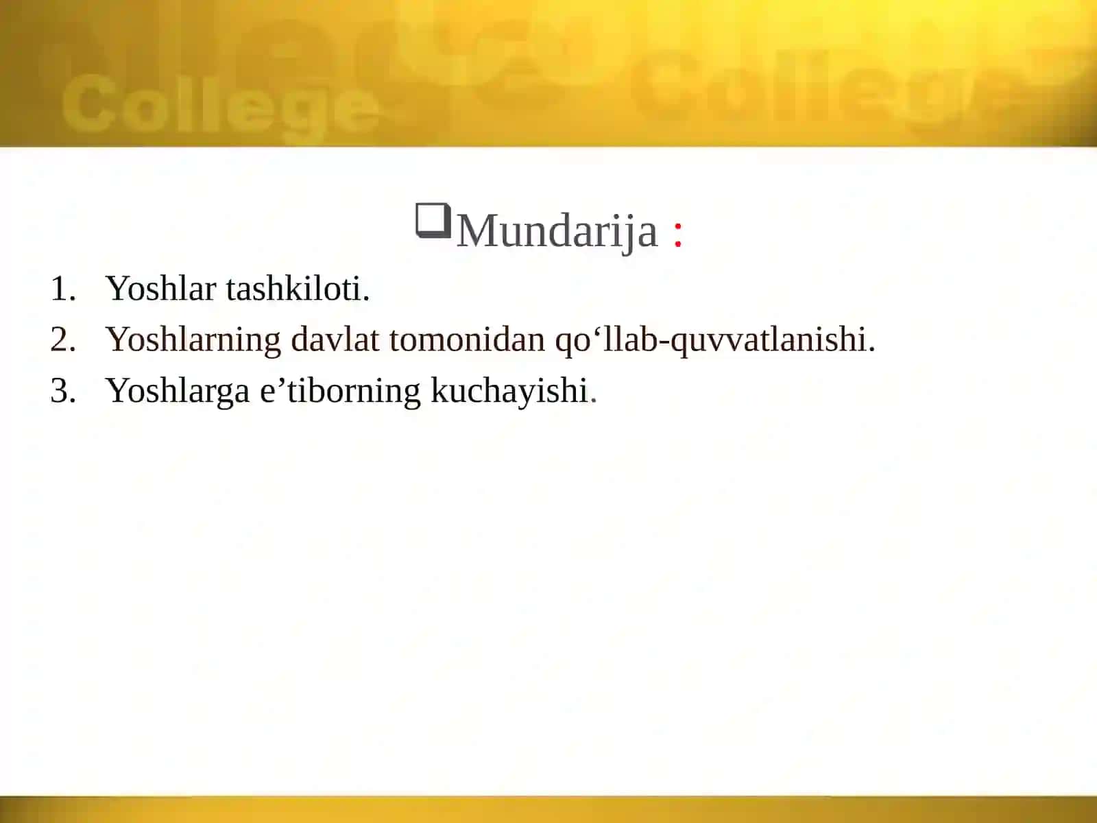 "O'zbekistonda yoshlari" 2