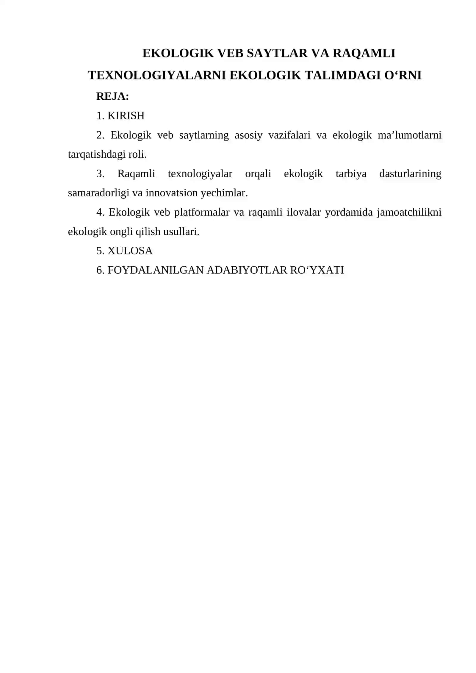 Ekologik Veb Saytlar va Raqamli Texnologiyalarni Ekologik Talimdagi O'rni 2