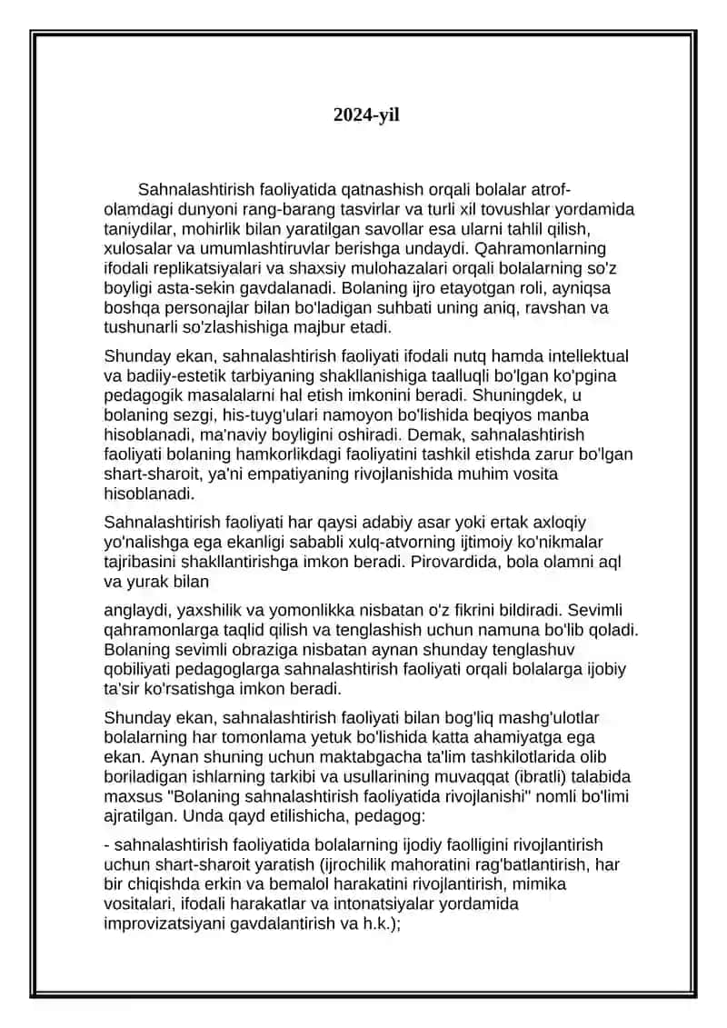 Sahnalashtirish faoliyatida bolalarda ijodiy qobiliyatlarini rivojlantirish usullari 2