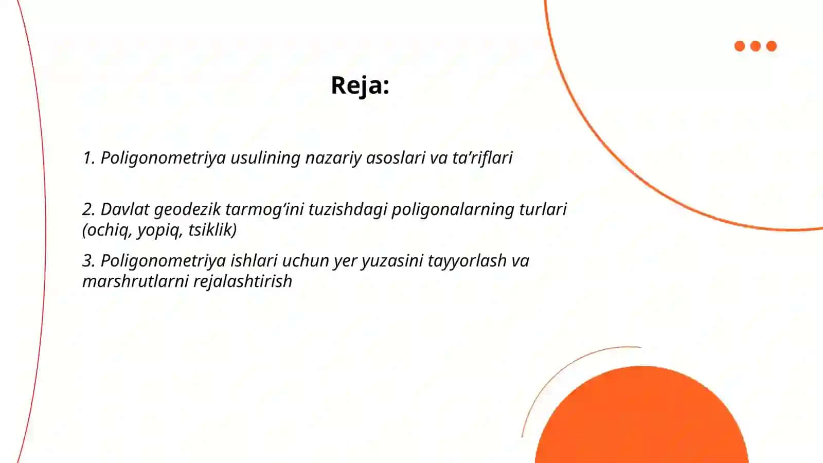 Davlat geodezik tarmogʻini tuzishning poligonometriya usuli 2