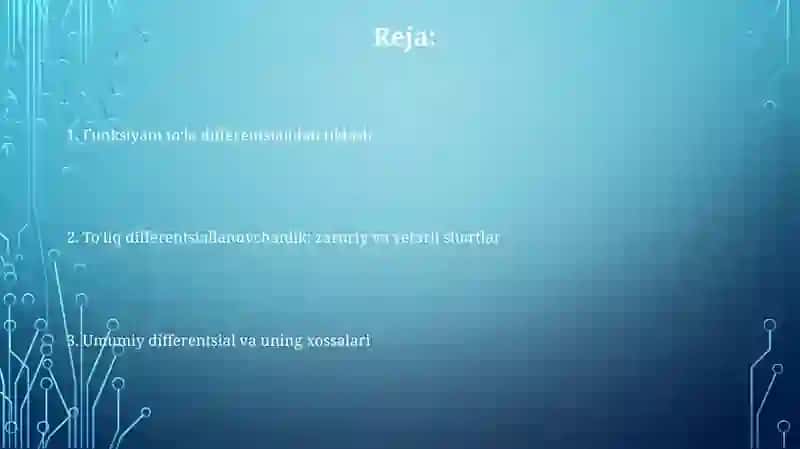 Toʻla differensiallik sharti 2