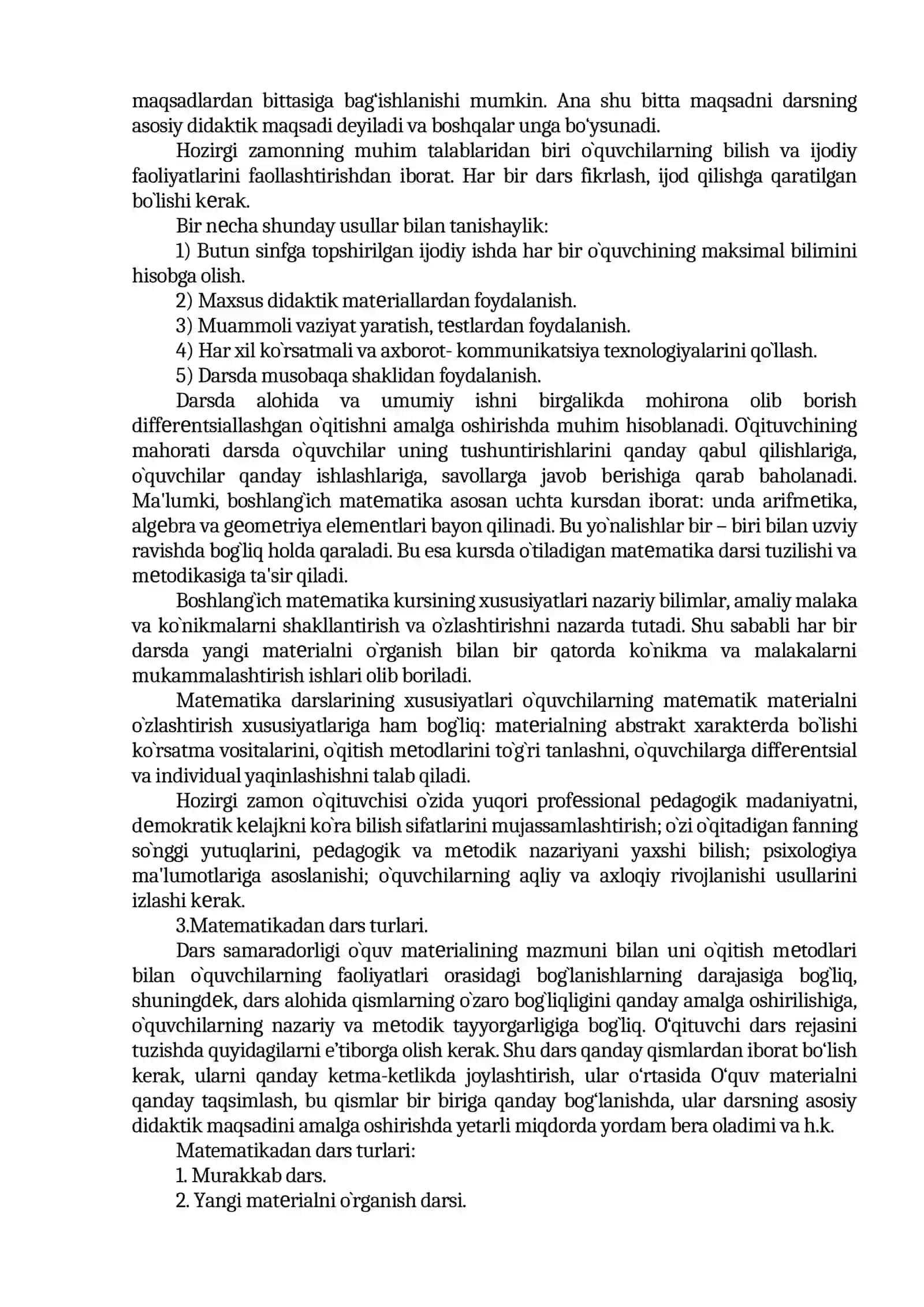 BOSHLANG‘ICH SINFDA MATEMATIKA O‘QITISHNI TASHKIL QILISH SHAKLLARI 2