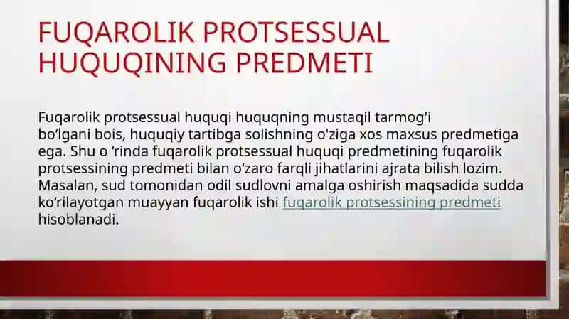 Fuqarolik Protsessual Huquqining Tizimi va Manbaalari 2