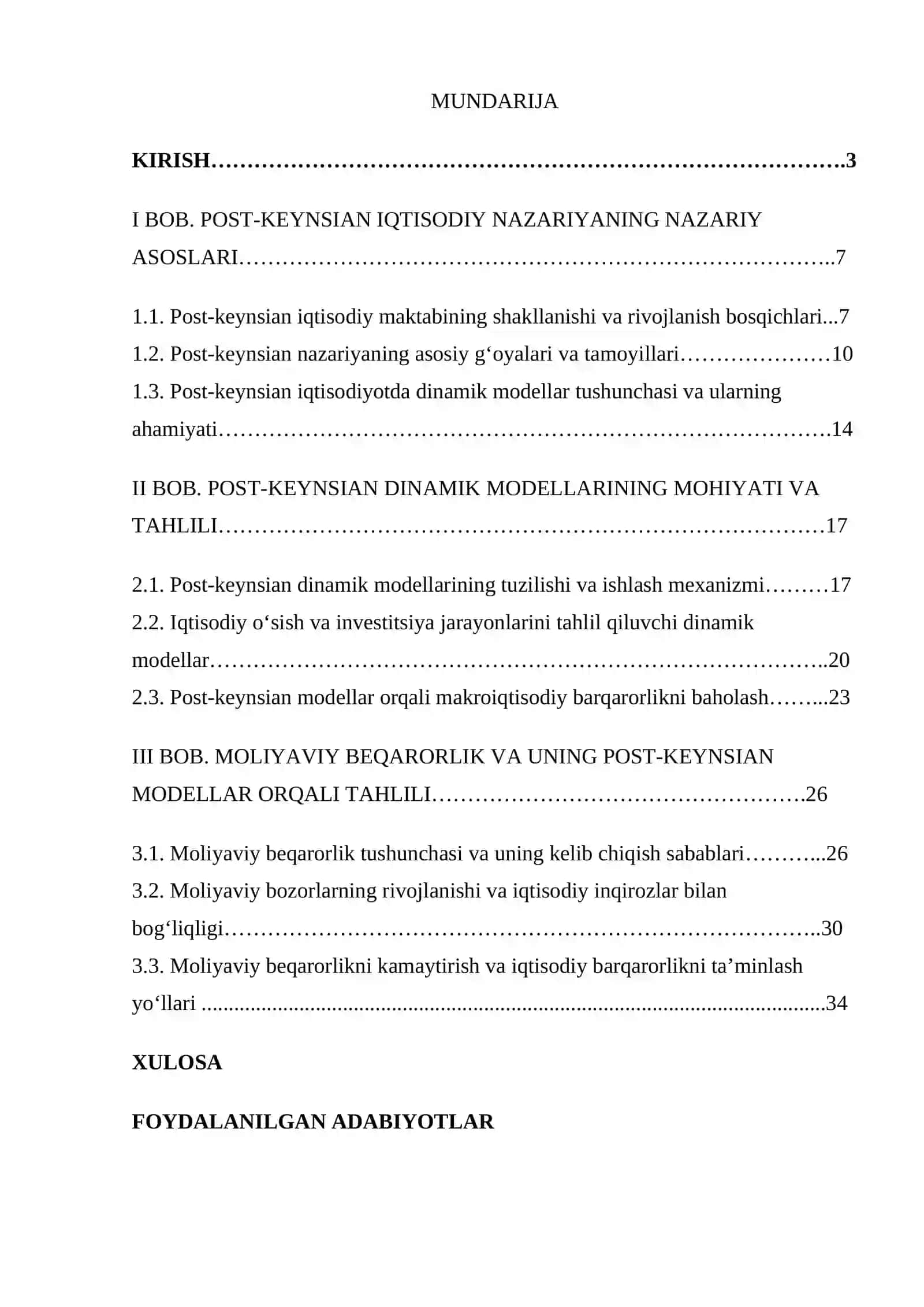 Post-keynsian dinamik modellar va moliyaviy beqarorlik 2