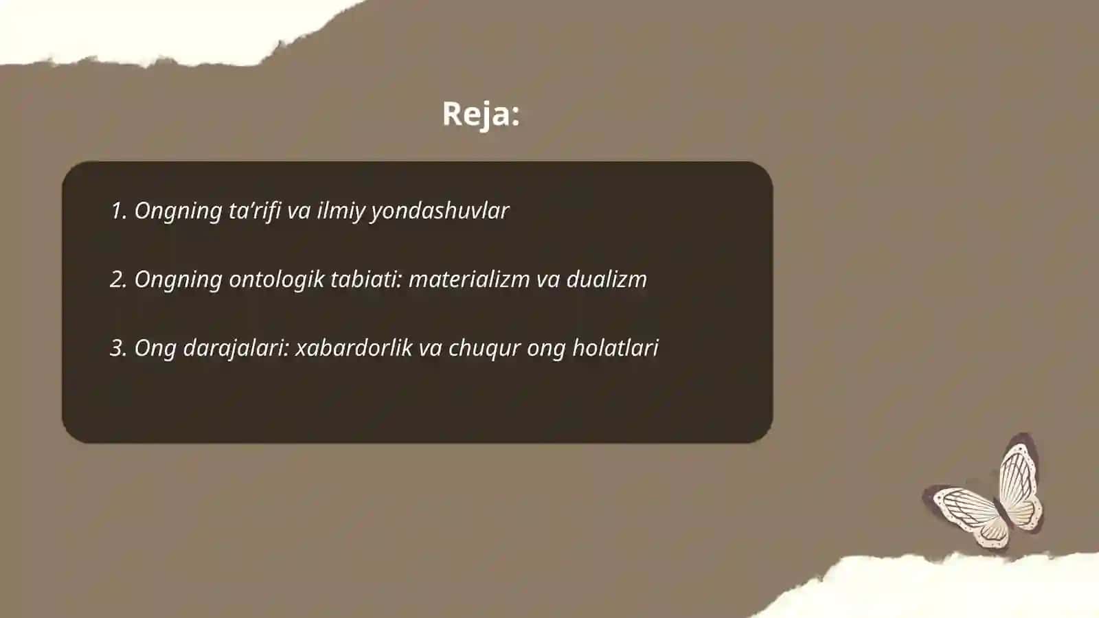 Ongning tabiati, strukturasi va funksiyalari 2