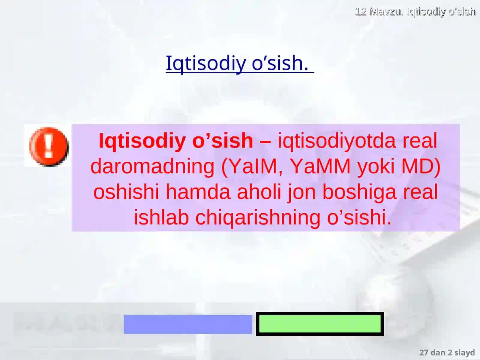 UZOQ MUDDATLI IQTISODIY O’SISH MODELLARI 2