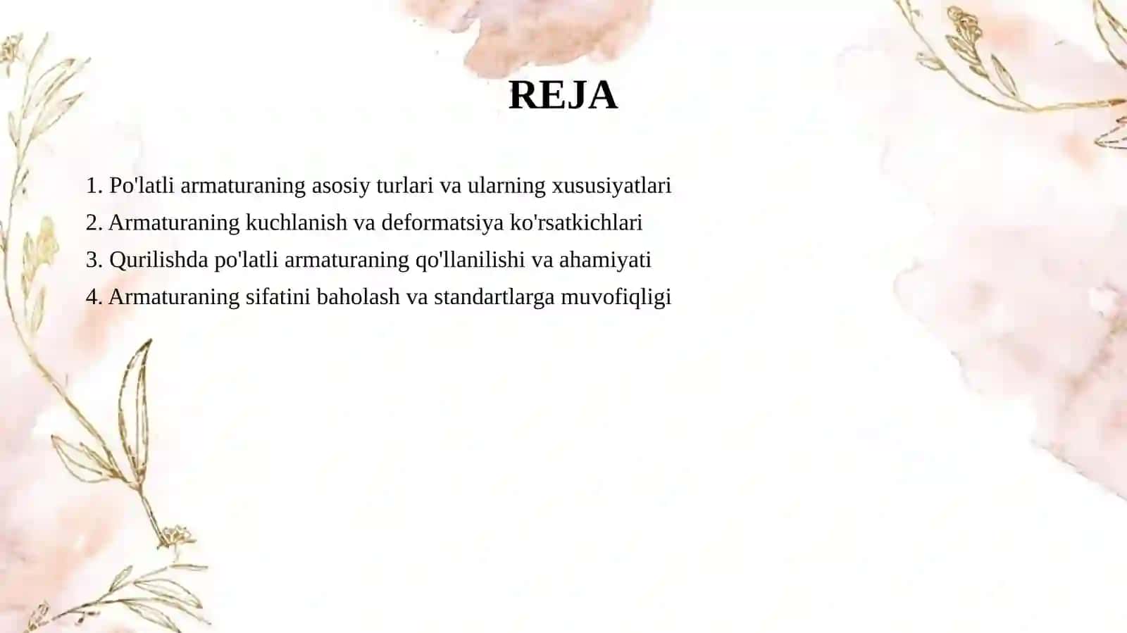 Po'latli armatura klassifikatsiyasi. 2