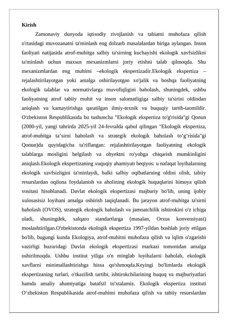 Ekologik ekspertiza tushunchasi va huquqiy ahamiyati 2