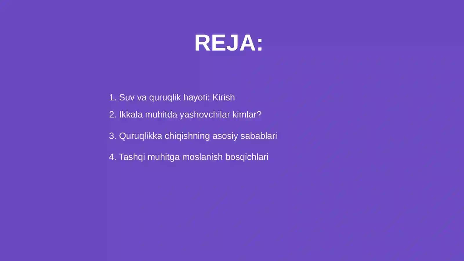 Suvda yashovchilar quruqlikka chiqish sabablari va moslanish 2