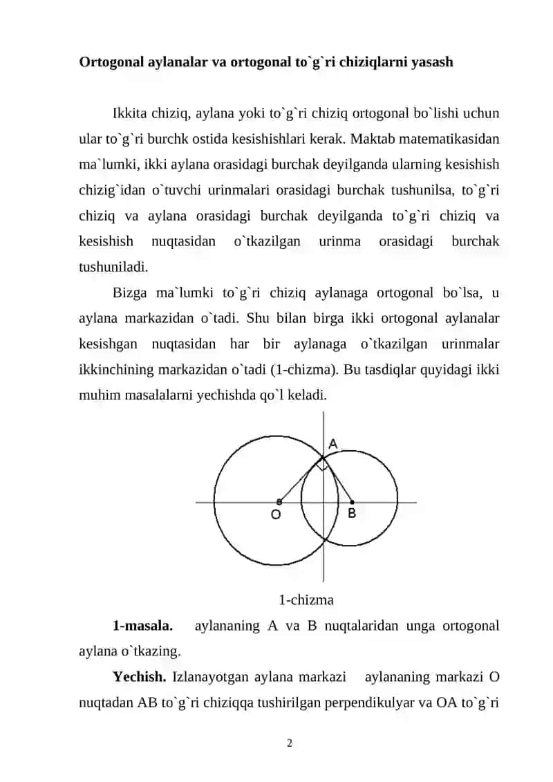 Lobachevskiy geometriyasi uchun Puankare modeli 2