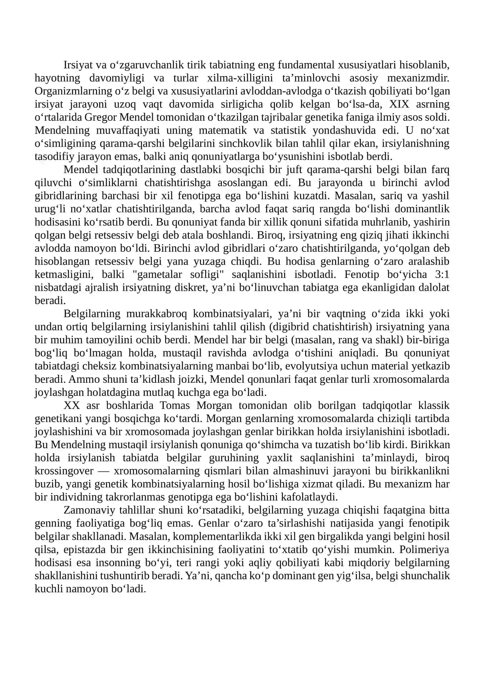 Belgilarning Irsiylanish Qonunlarini Tahlil Qilish 2