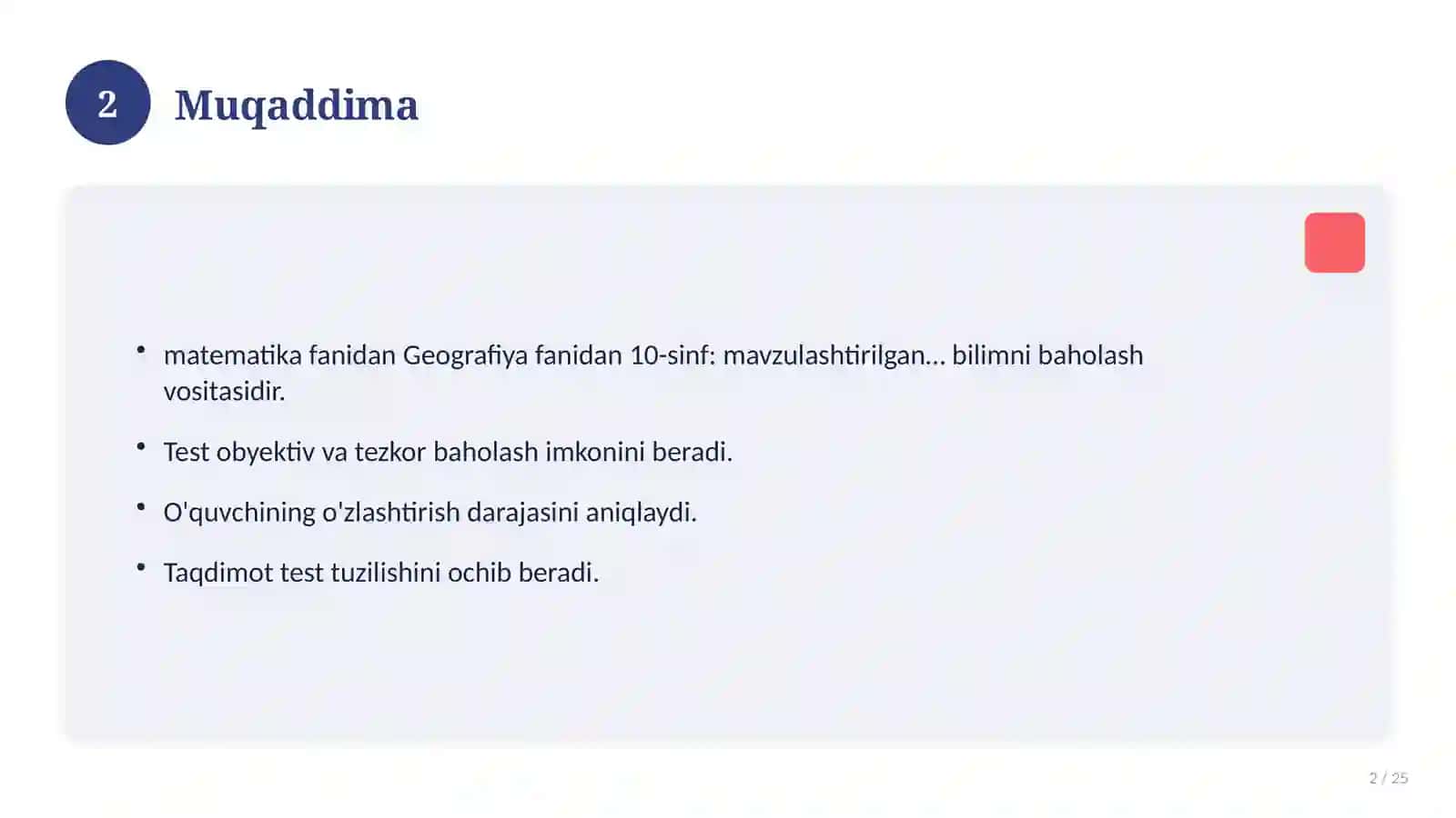 Geografiya fanidan 10-sinf: mavzulashtirilgan nazorat ishi va tahlil 2