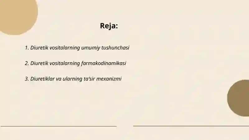Diuretik vositalar va ularning tasnifi 2