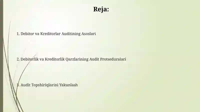 Debitorlar va kreditorlar bilan audit qilish tartibi 2
