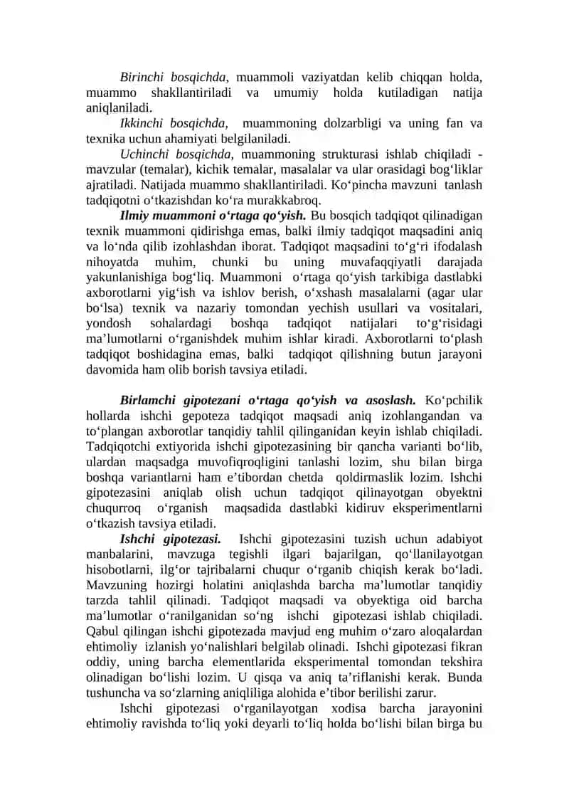 6-AMALIY MASHG‘ULOT MAVZU: ILMIY TEXNIKAVIY INFORMATSIYANI O‘RGANISH, TAHLIL QILISH: ILMIY TADQIQOTLARNING MAVZUSINI TANLASH, DASTURINI TUZISH VA BAHOLASH 2