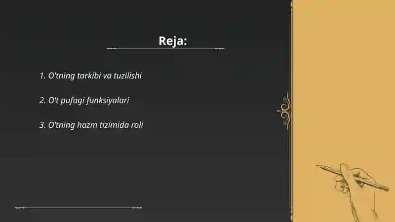 O'tning hazm jarayonlaridagi ishtiroki 2