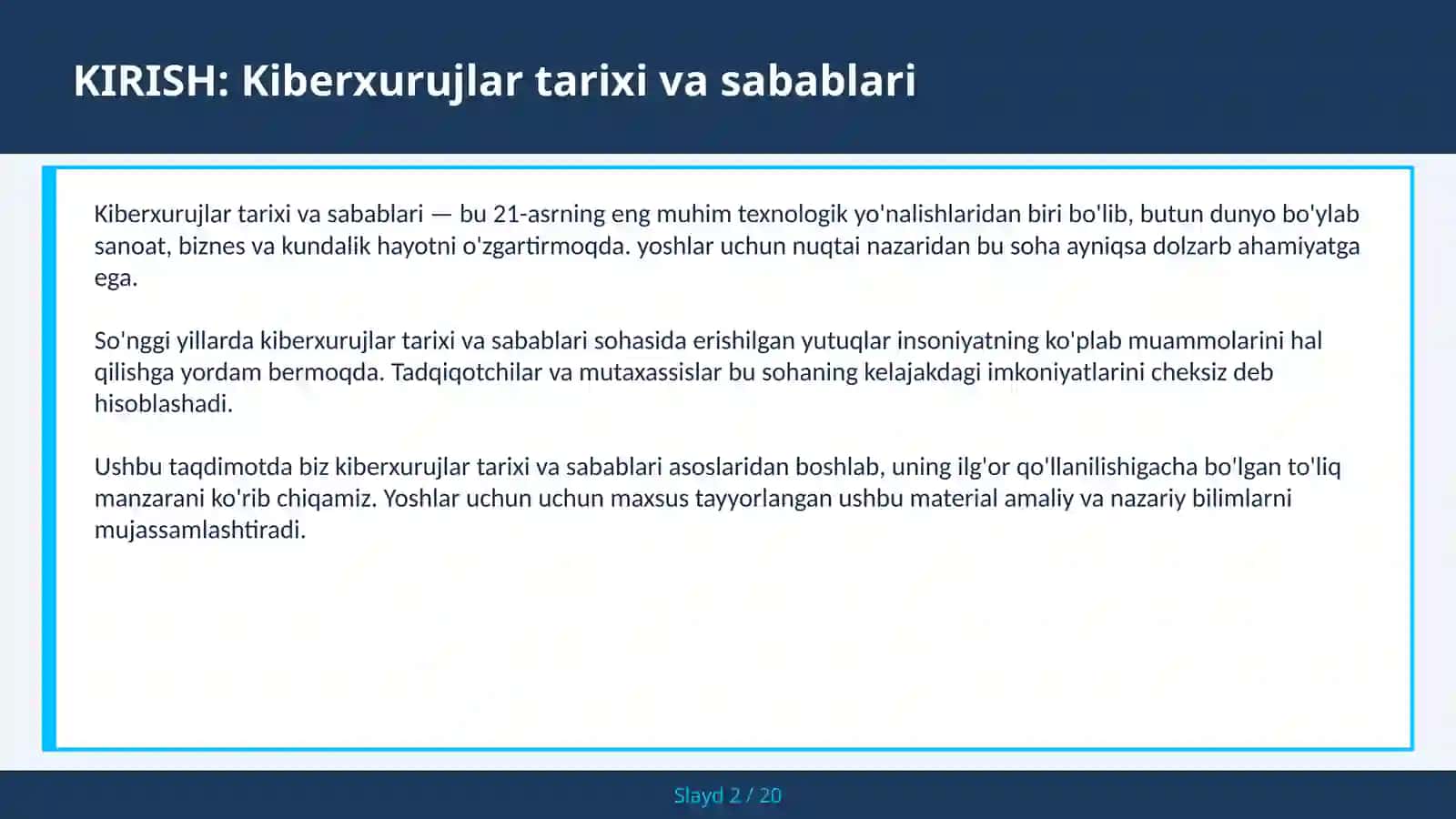 KIBERXURUJLAR TARIXI VA SABABLARI 2