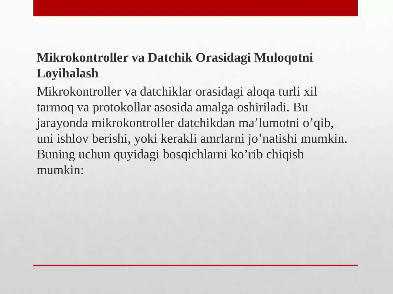 MikrokontrollervaDatchikOrasidagiMuloqotniLoyihalash 2