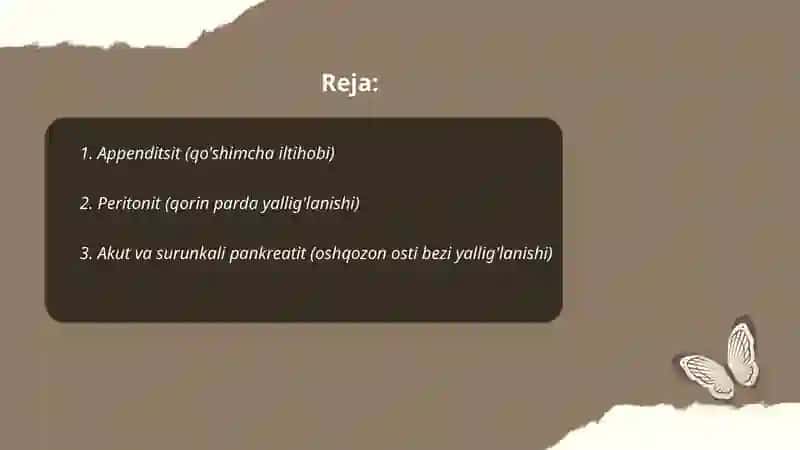Qorin bo'shlig'i kasalliklari 2
