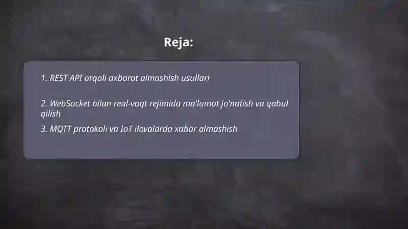 REST API orqali axborot almashish usullari 2