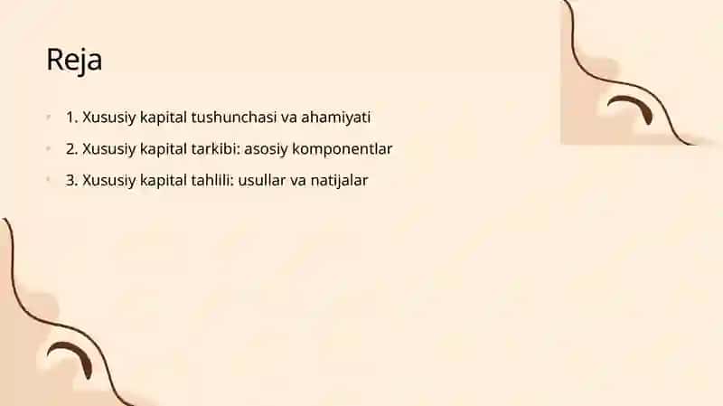 Xususiy kapital tarkibi va uning tahlili 2