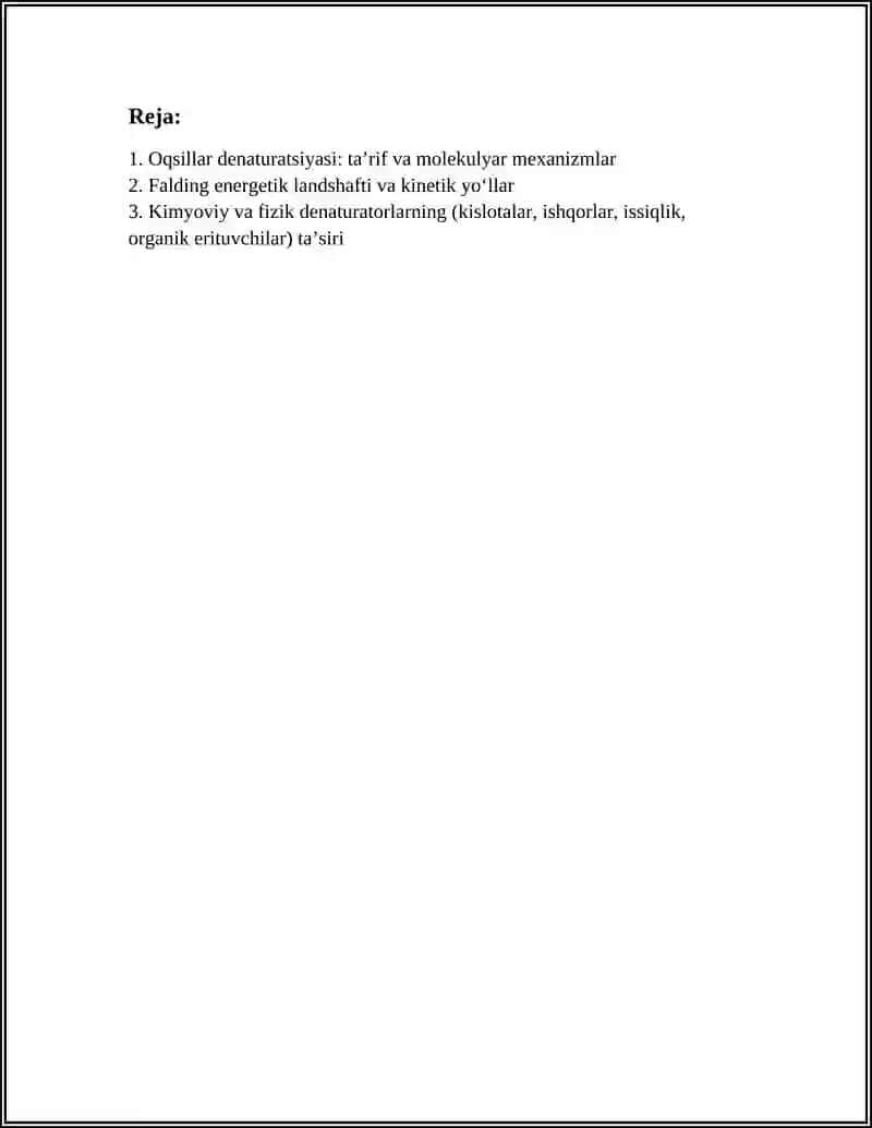 Oqsillar denaturatsiyasi va falding. Falding jarayonida Shoperonlarning roli 2