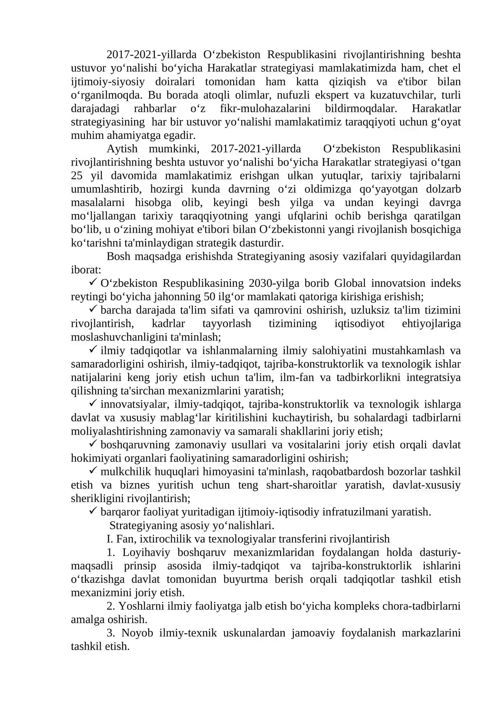 MAVZU: YANGILANAYOTGAN O’ZBEKISTON: MILLIY TIKLANISHDAN – MILLIY YUKSALISH SARI. 2017-2021 YILLARDA O’ZBEKISTON RESPUBLIKASINI RIVOJLANTIRISHNING BESHTA USTUVOR YO’NALISHI BO’YICHA HARAKATLAR STRATEGIYASINING ISHLAB CHIQILISHI, HAYOTGA JORIY ETILISHI VA UNING AHAMIYATI 2