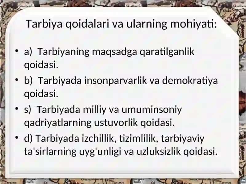 Tarbiya jarayonining mohiyati va prinsiplari 2