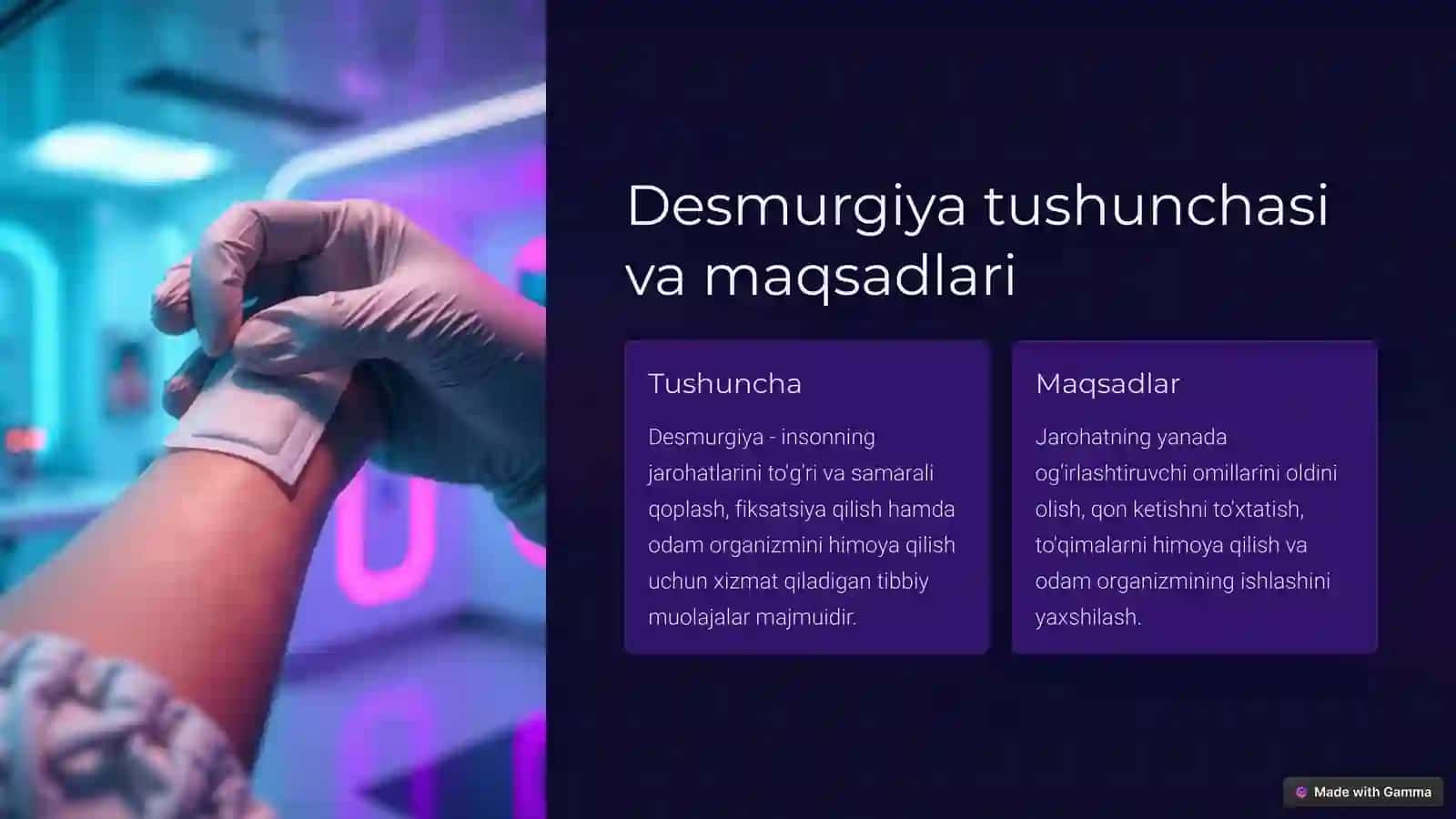 Desmurgiya va transport immobilizatsiyasi 2