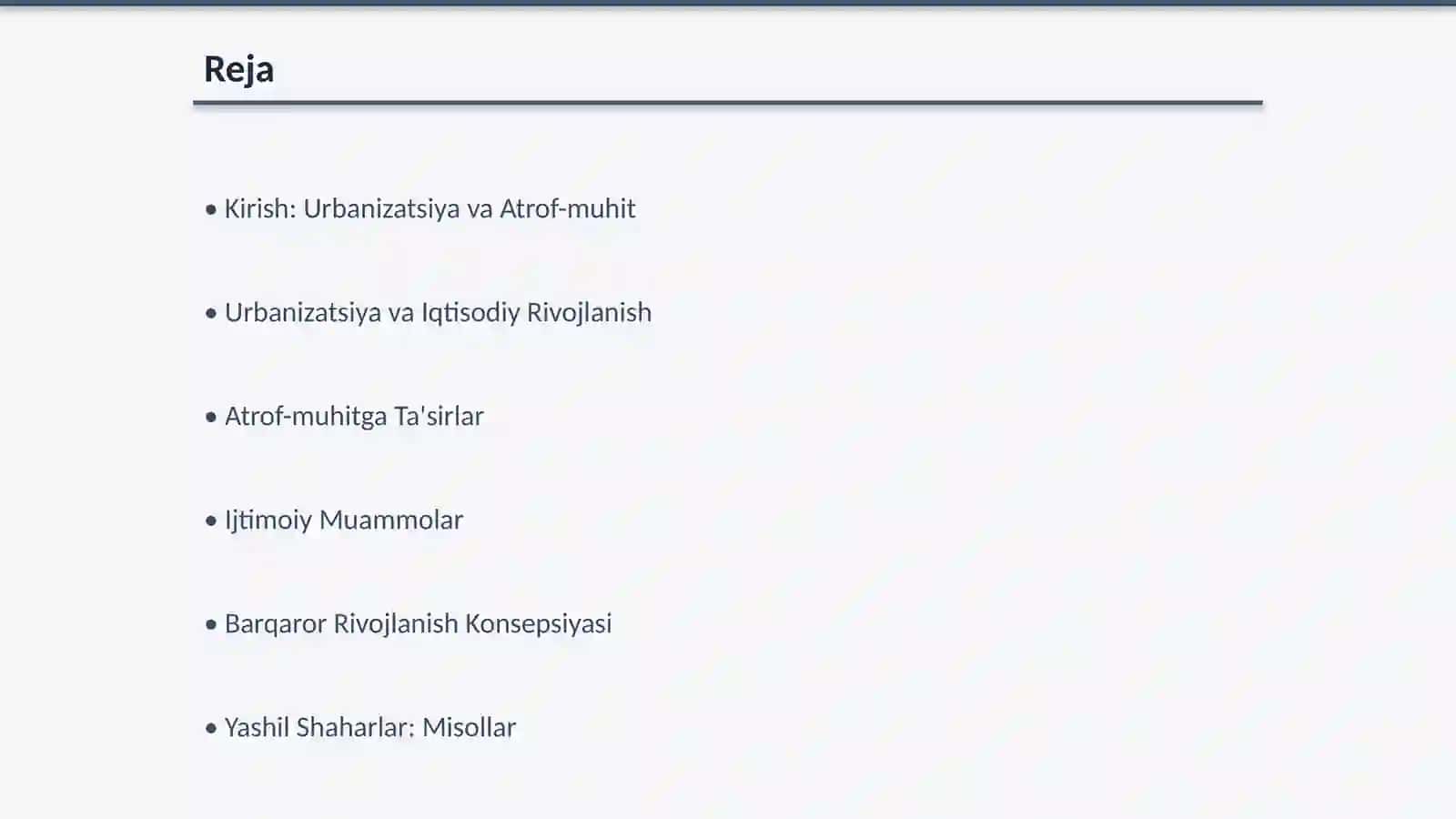 Shaharlar: Urbanizatsiya va Atrof-muhit 2