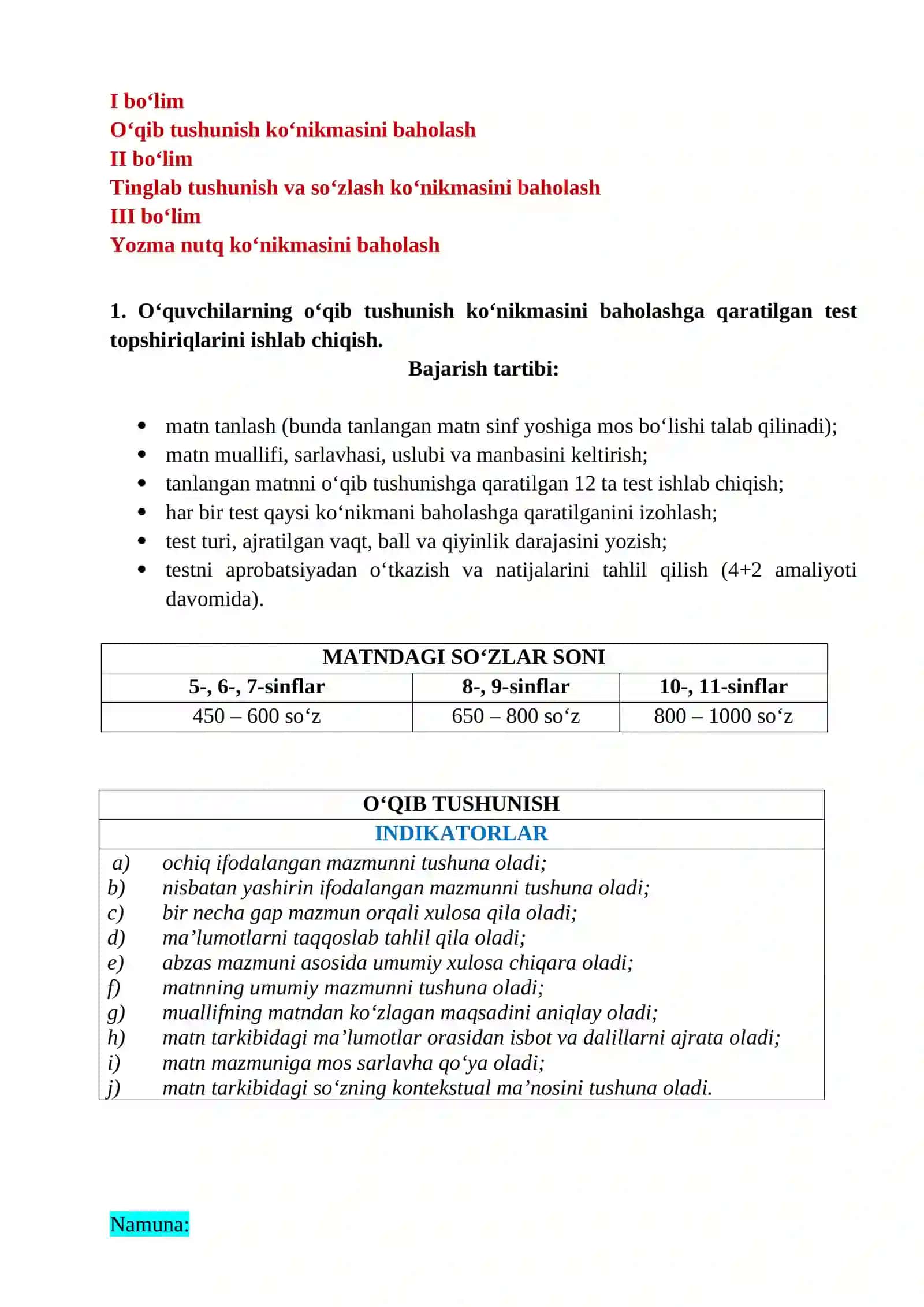 Nutqiy ko‘nikmalarni baholash asoslari 2