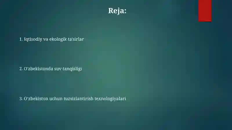 O'zbekiston sharoitida sho'r suvlarni chuchuklashtirish 2