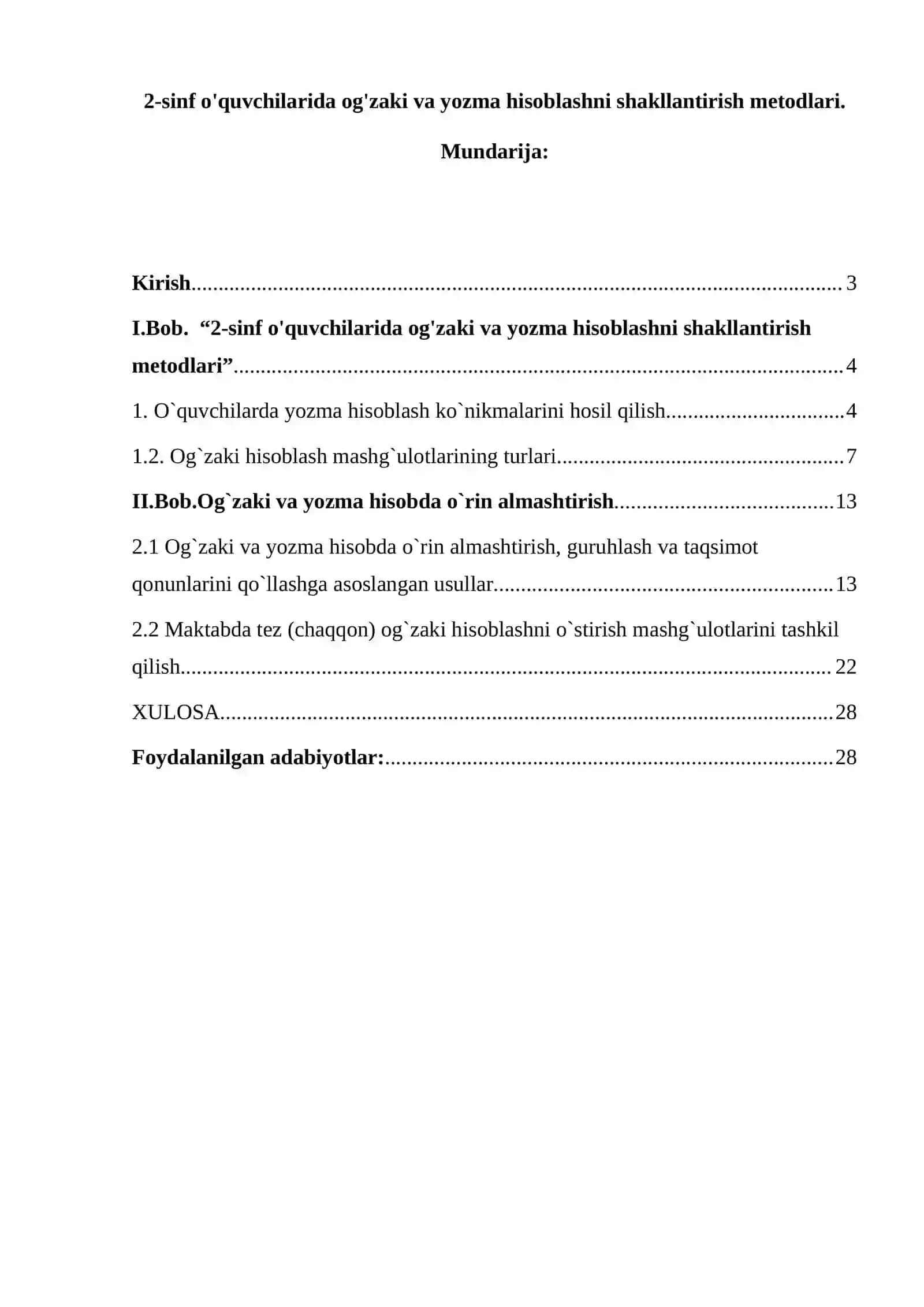 2-sinf o'quvchilarida og'zaki va yozma hisoblashni shakllantirish metodlari 2