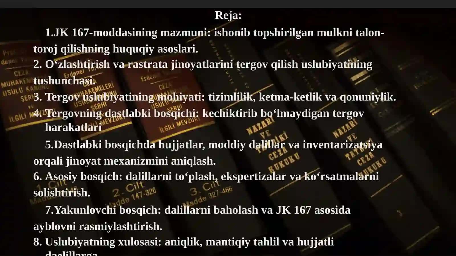 O‘zlashtirish va strata taqilish jinoyatini tergov qilish uslubi yo‘nalishi 2