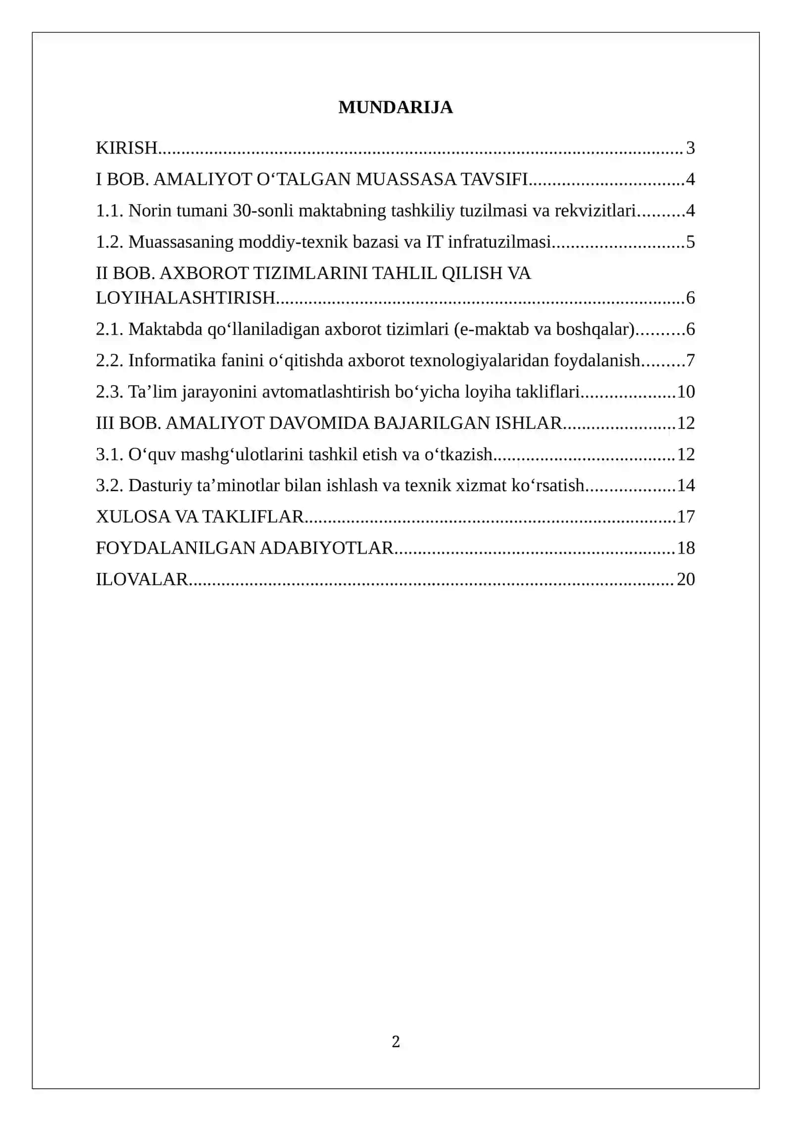 AMALIYOT HISOBOTI. Maktab informatika fanidan. 2