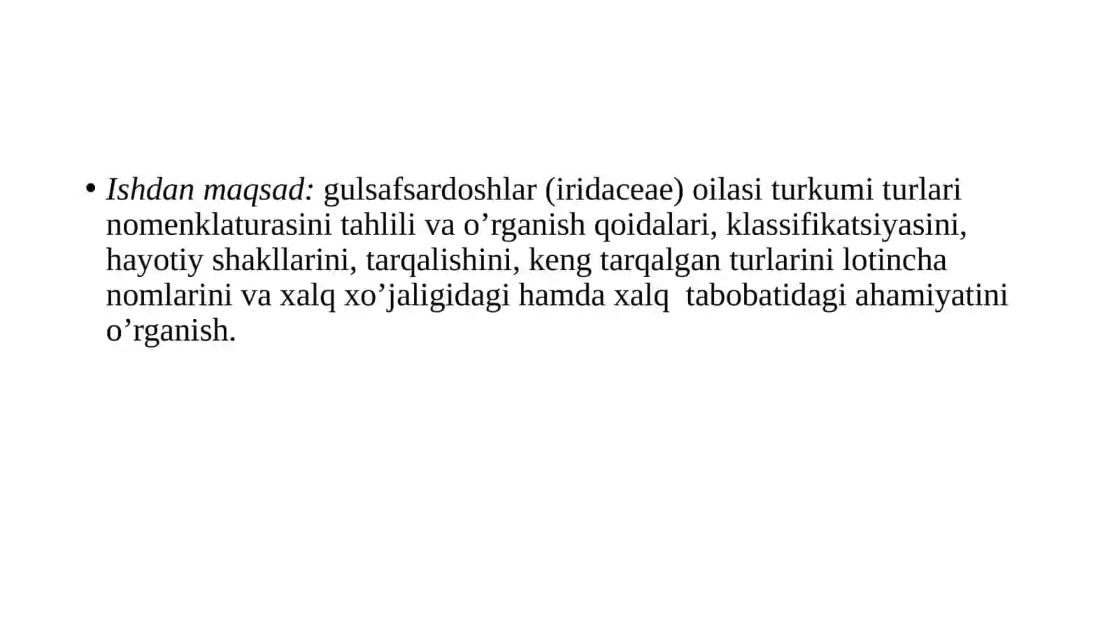GULSAFSARDOSHLAR (IRIDACEAE) OILASI TURKUMI TURLARI NOMENKLATURASINI TAHLILI VA O’RGANISH QOIDALARI 2
